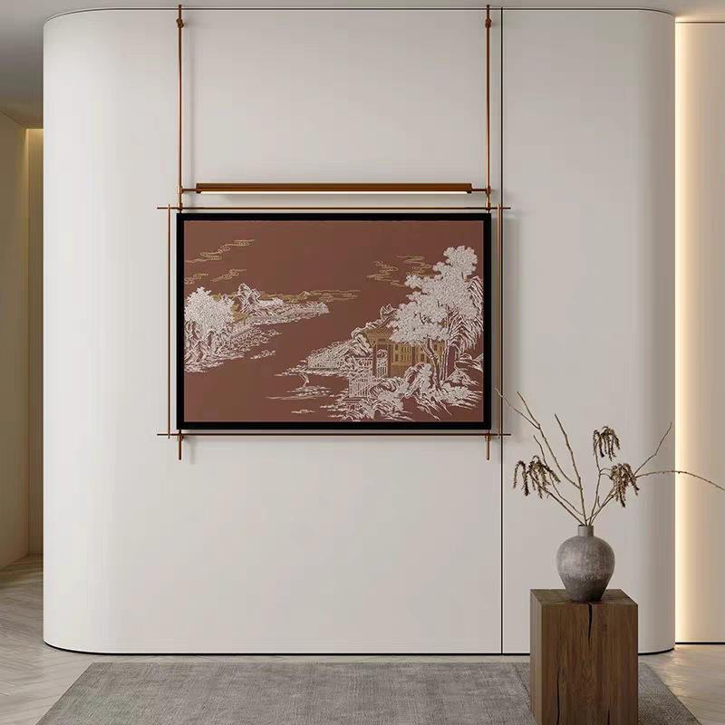 新中式古典建筑诗派意境入户玄关客厅书房走廊过道铁艺挂画装饰画