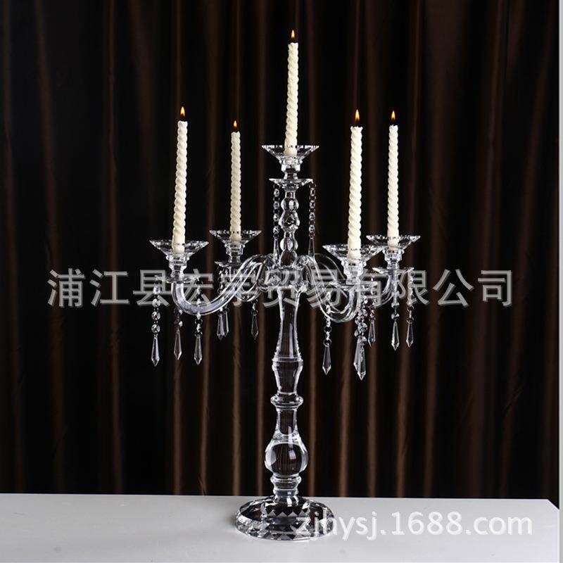 五头水晶蜡烛台婚庆婚礼道具烛台浪漫烛光晚餐摆件装饰摆件