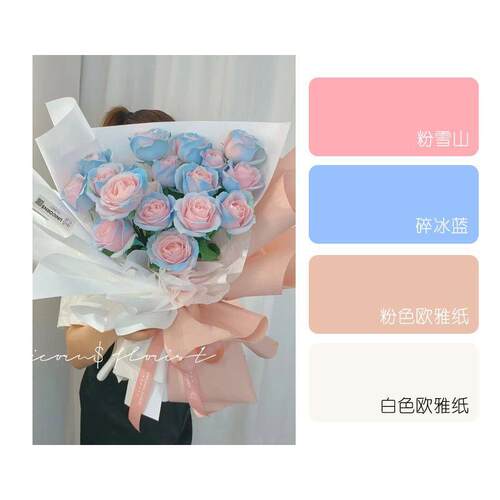 花乐士鲜花喷漆花艺喷色剂网红色系碎冰蓝玫瑰花束上色染色剂
