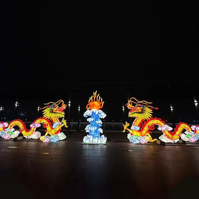 2026新年春节户外大型不夜城景区龙形花灯厂家定 做彩灯龙头灯笼