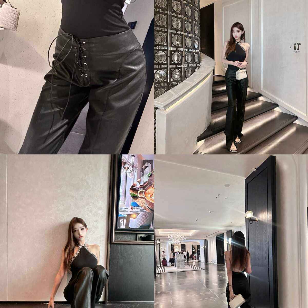 陈允朵 mia*u神裤*小众设计24秋冬系带直筒开叉显瘦长裤 PU皮裤女,女装/女士精品,休闲裤,淘宝优惠券,粉丝福利购,淘宝优惠卷