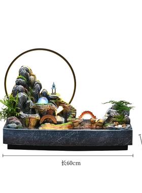 正品假山流水池生财摆件鱼环水造景客厅办公乔室招财风水轮开 循