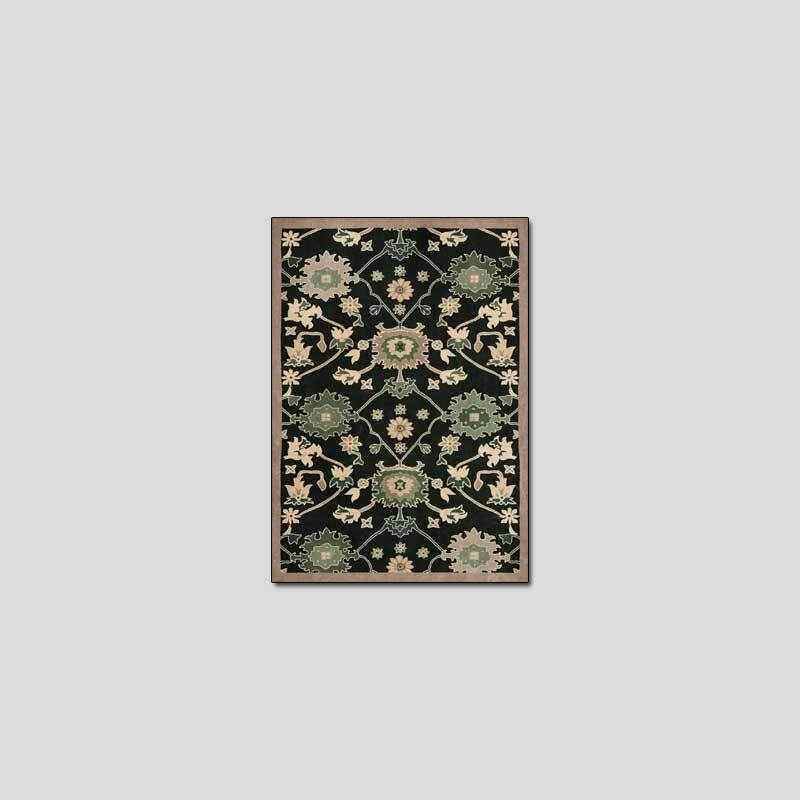 代发欧美式复古花卉深绿黑色藤曼客厅卧室床边防滑地毯地垫,居家布艺,地毯,淘宝优惠券,粉丝福利购,淘宝优惠卷