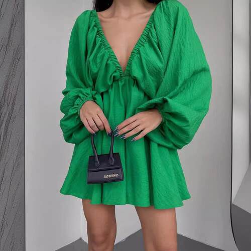 Long sleeved dress with large swing skirt