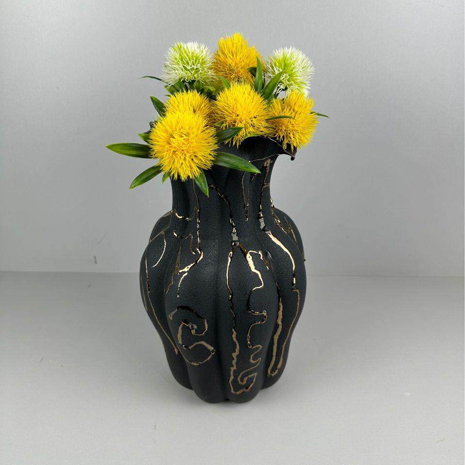 花瓶花简约中古风格器仿真花摆件餐厅客厅玄关书房样板间家居饰品