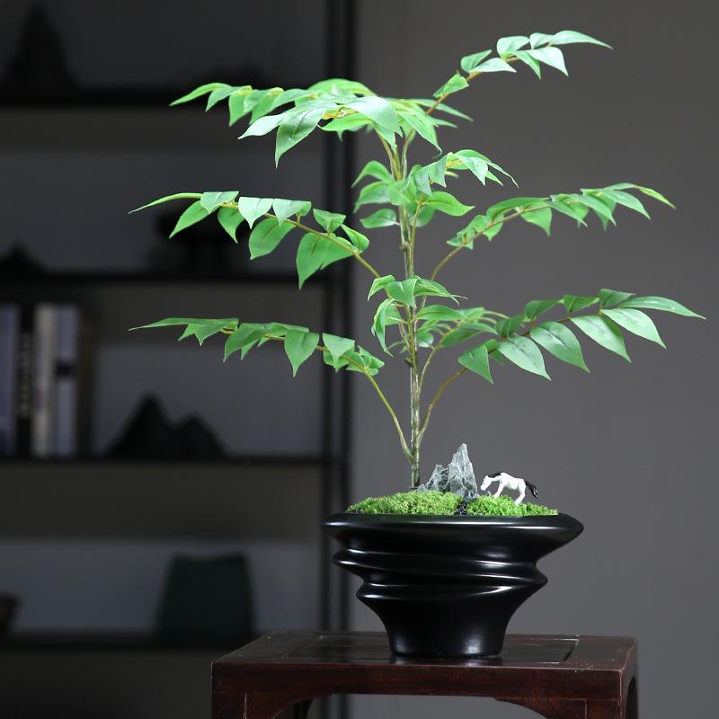 永生苔藓盆景现代新中式客厅茶几绿植酒店样板房仿真植物盆栽摆件