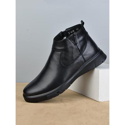 正品棉皮鞋男真皮冬季加暖加绒真羊毛皮毛一体保商务休闲高帮马厚