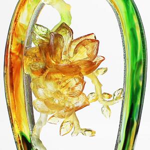 锋明古法琉璃玉兰花瓶摆件工艺品创意家居装饰高档轻奢琉璃艺术品