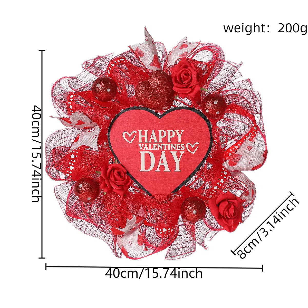 网花环挂挂饰婚庆纱爆装饰仿真花环款门玫瑰花创意情人节