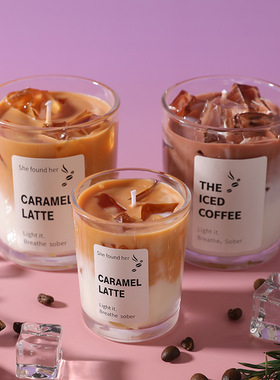 品质创意夏日抹茶杯型果冻蜡派对家用装饰香薰蜡烛氛围感蜡烛