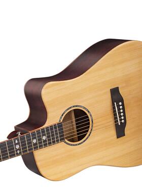 单板吉他41寸云杉木光民谣人乐木吉他面单器成厂家现XPI哑货