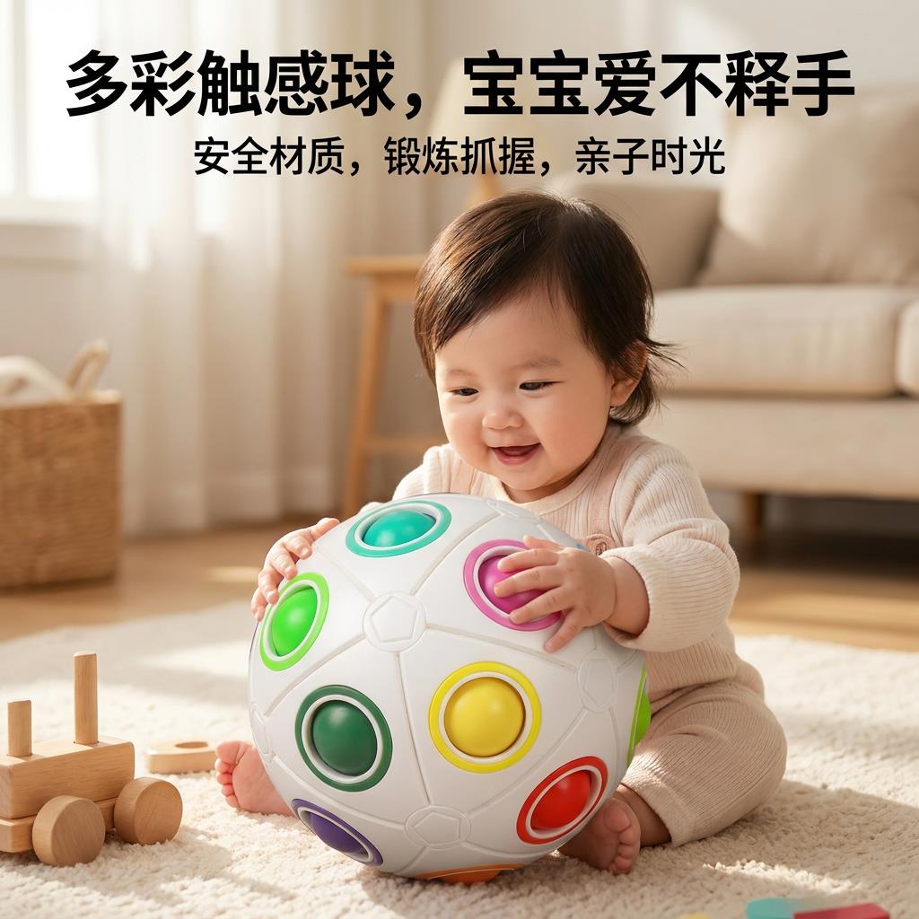 婴儿抚触球手抓球宝宝可啃咬球类玩具按摩触觉感知触感统抓握训练