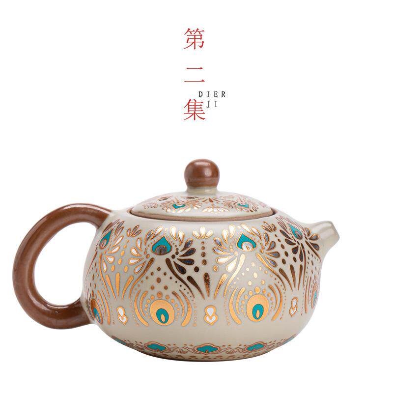 第二集仿宋汝窑敦煌凤翎西施壶家用陶瓷泡茶壶开片可养高档单茶壶