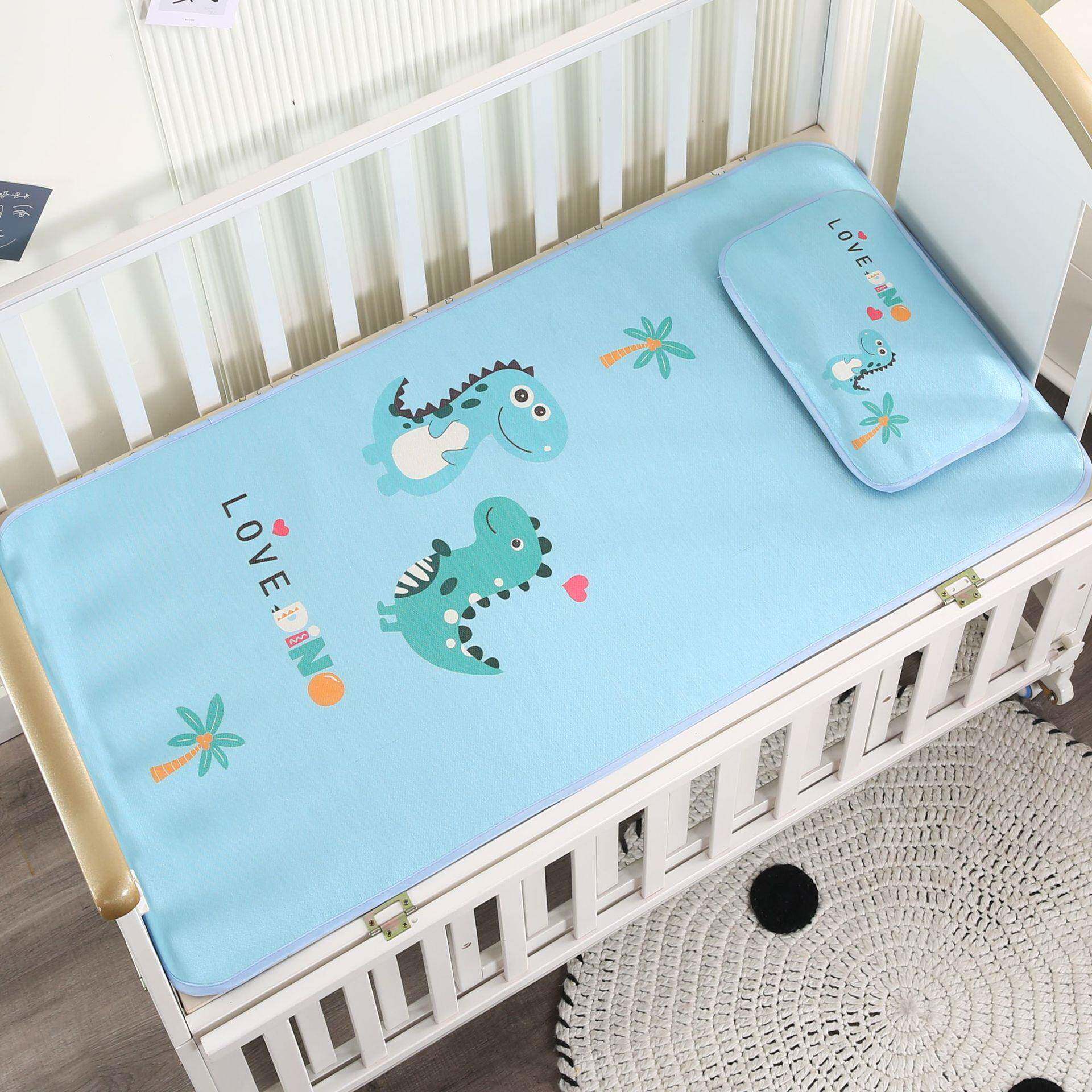婴幼儿冰丝凉席 儿童卡通印花夏凉床垫 幼儿园床光滑草席子可水洗