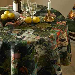 正品偏爱集欧年复古美式北中古桌布高级奢感轻过台布田园新年餐桌