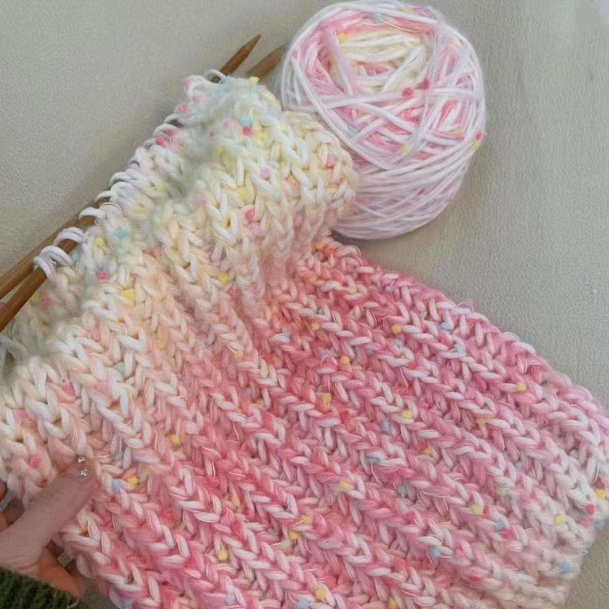 马海毛DIY批发渐变彩虹围巾纱线