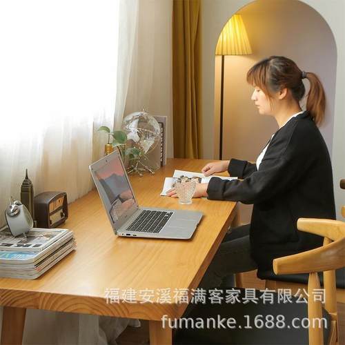 实简约电脑桌台作式现代用全木办公家桌子书桌工台学生写HAC字学