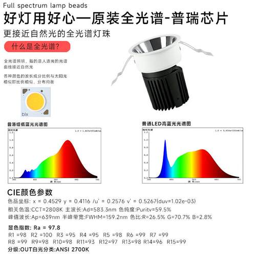 深防眩射灯嵌入式led客厅小山丘射灯全光谱低蓝光无主灯洗墙灯