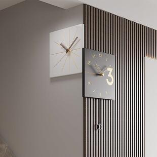 2025新款 现代简约客厅拐角双面挂钟家用转角时钟饭厅钟表静音挂表