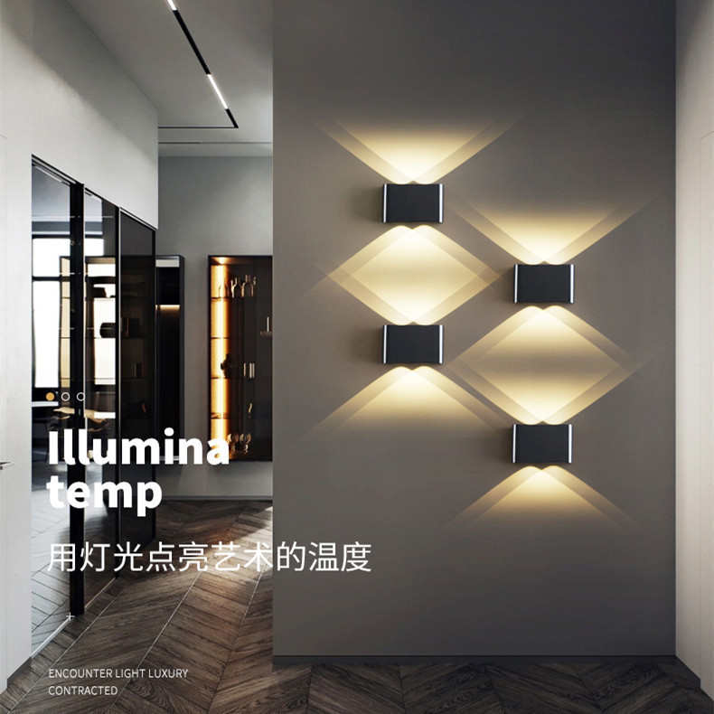 现代全铜壁灯客厅背景墙灯无主灯设计师极简创意过道卧室床头铜灯