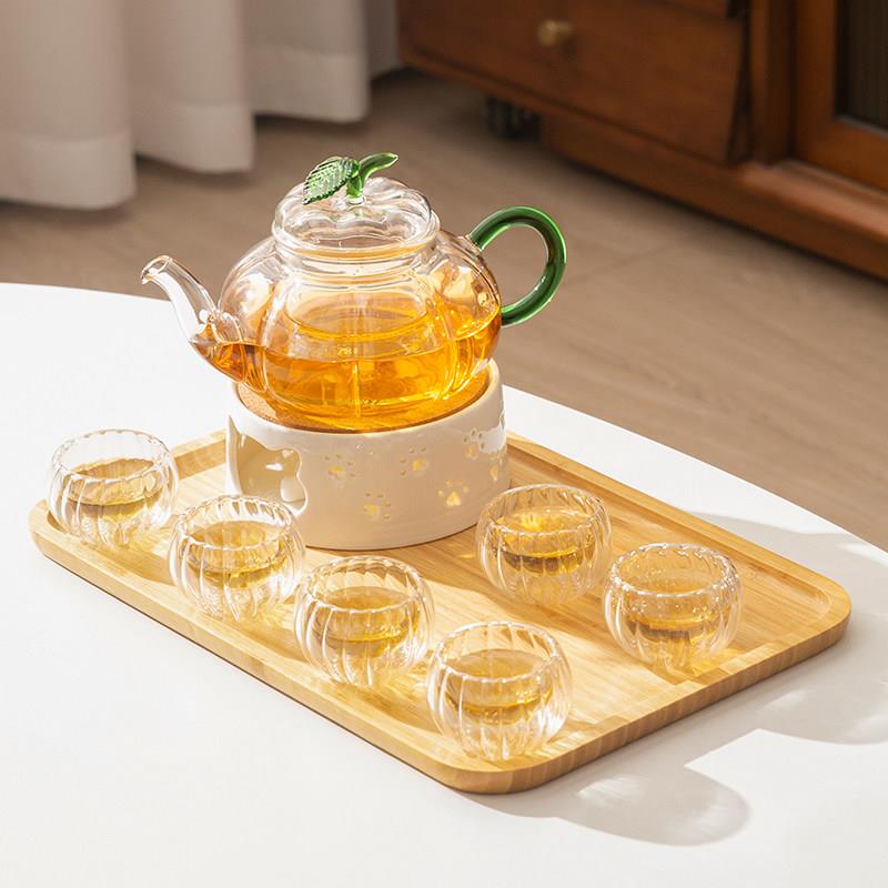 花茶壶蜡烛加热煮茶炉茶具套组泡茶家用围炉黑晶炉煮茶玻璃烧水壶