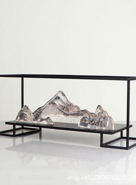 现代透树脂假山玄关柜摆件样板房间明LQO新中饰式酒店售处桌面楼