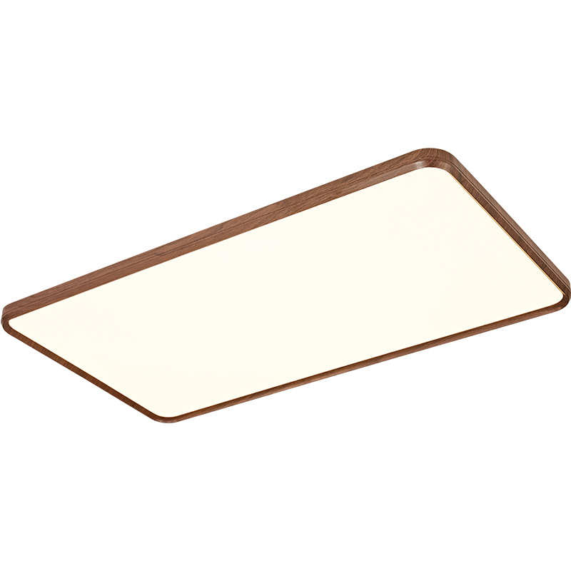 铝材中古客厅吸顶灯胡桃木色现代简约超薄木纹侘寂风极简大厅灯具