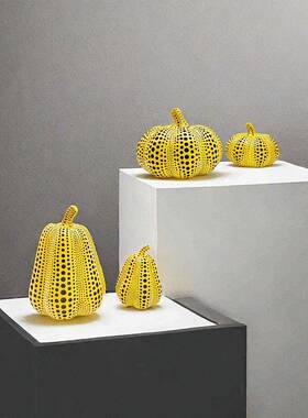北欧家居装饰品波点艺术南瓜创意树脂工艺品轻奢风高级感客厅摆件