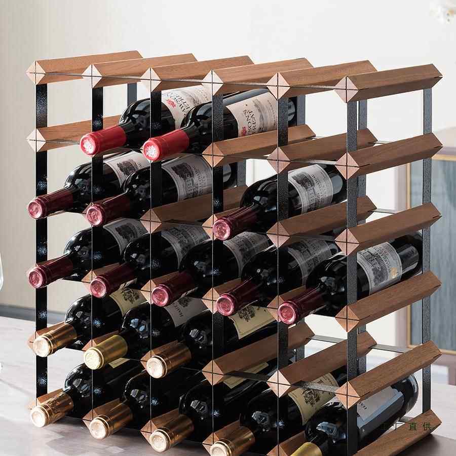 红酒酒瓶架摆件轻奢家用实木酒酒架F5M6H58T瓶置物架格子柜托红酒