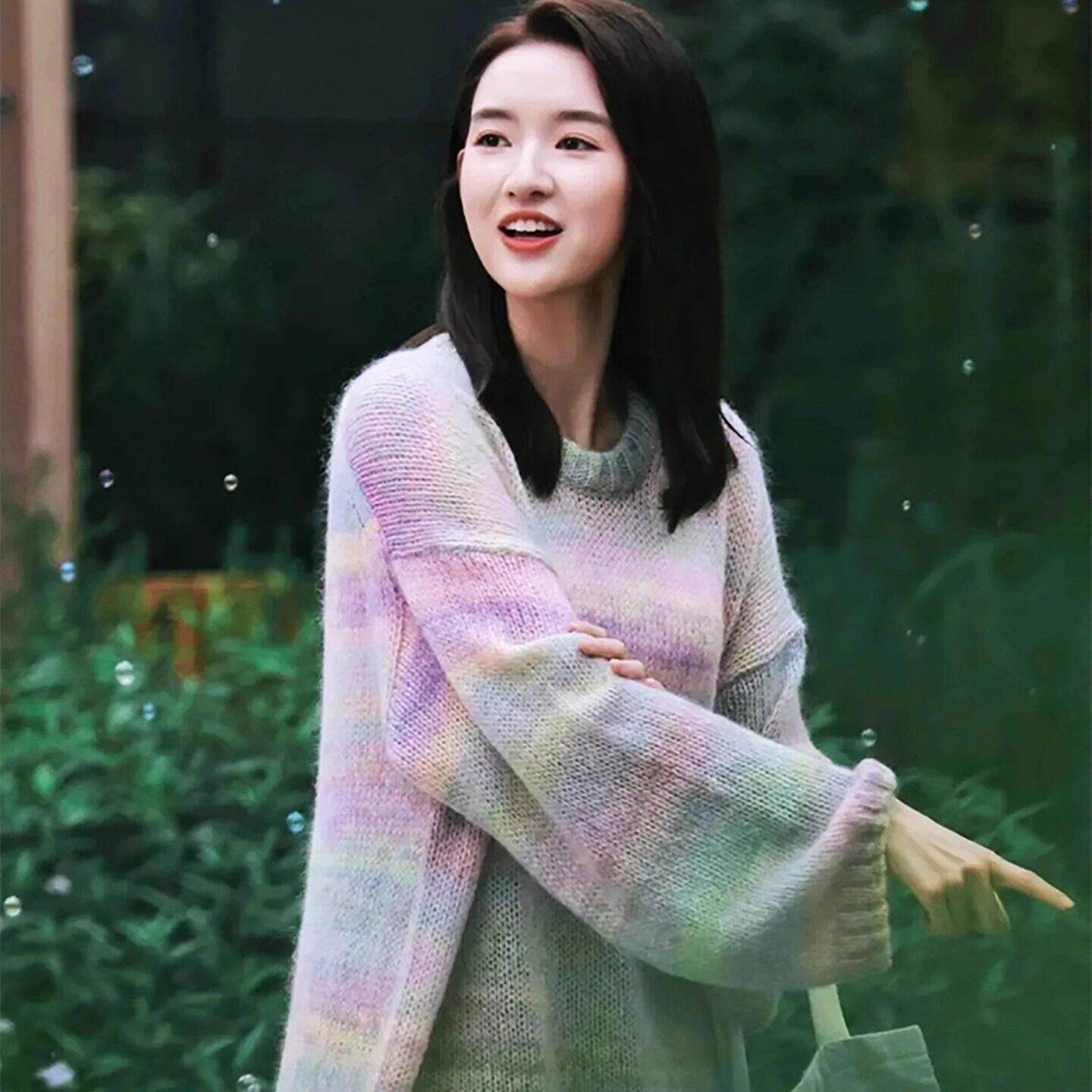 极简主义~不一样的色彩~渐变色彩虹条纹针织衫女秋冬撞色毛衣上衣