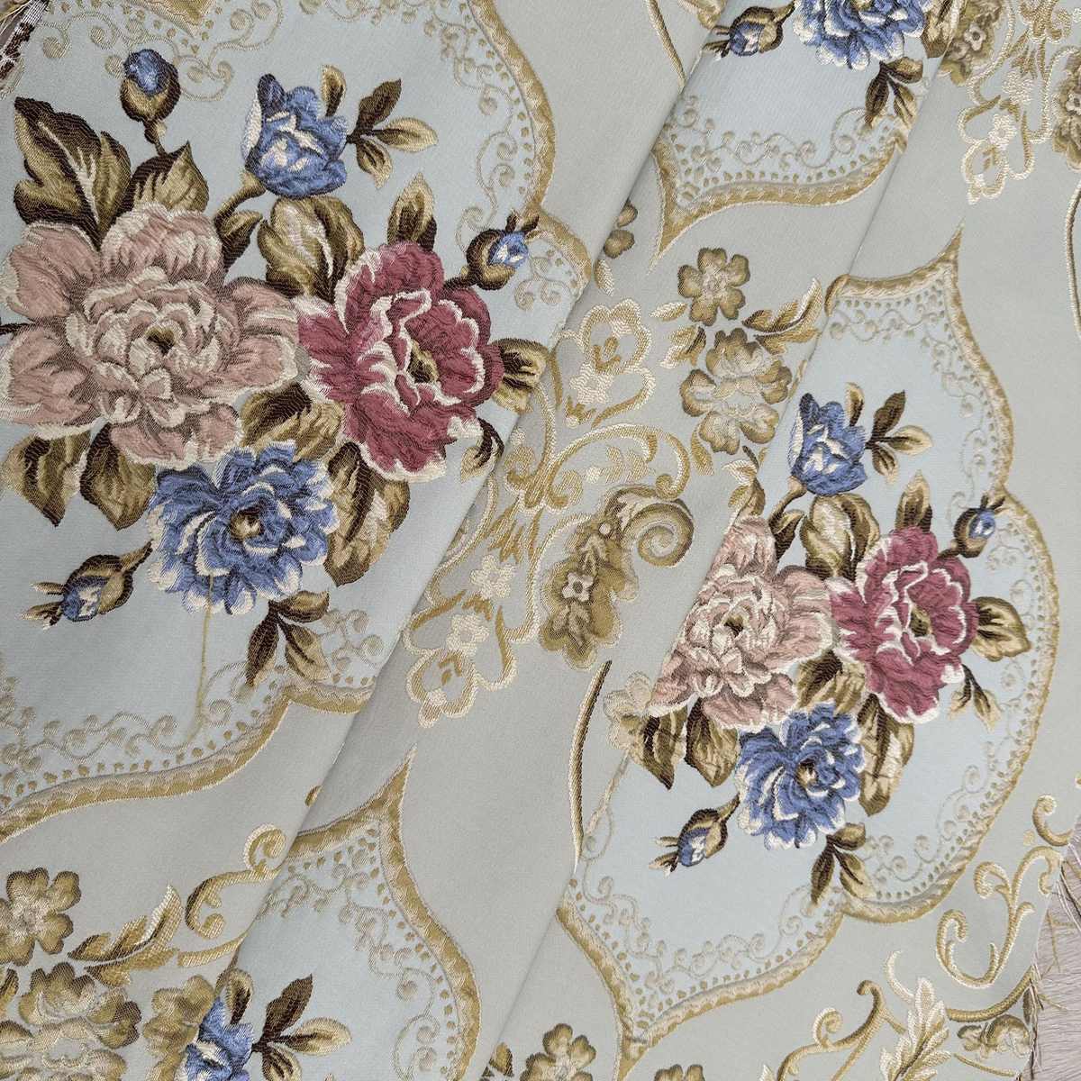 色织欧式幅140大花 提花窗帘坐垫抱布门厂家枕现货供应面料沙发