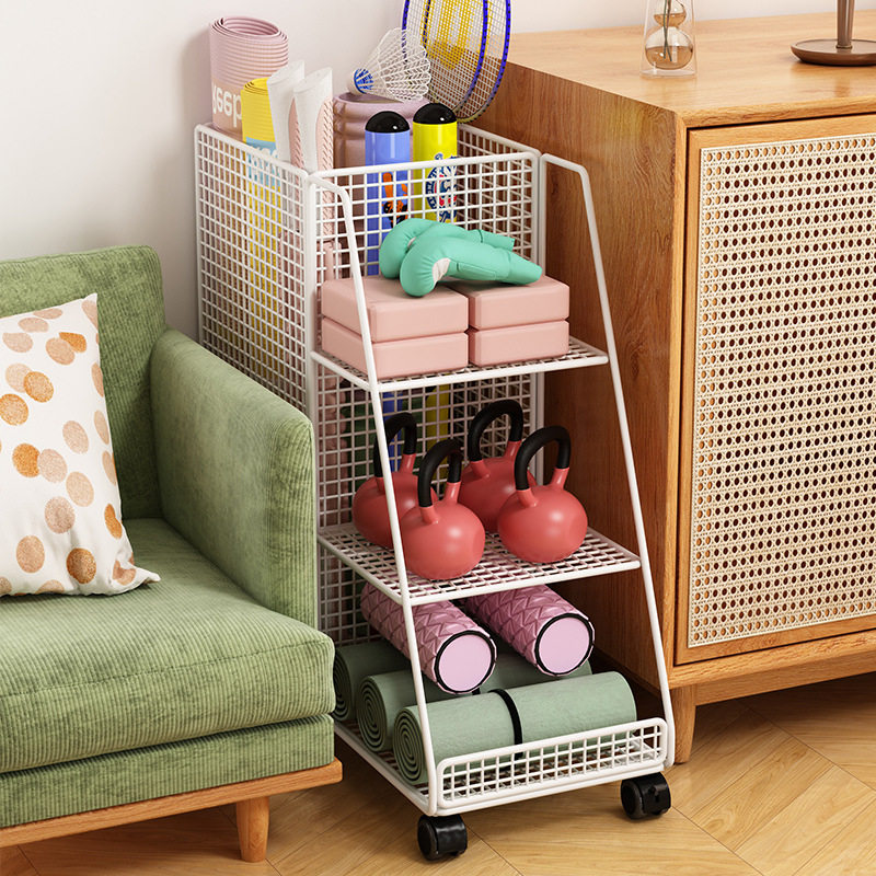 瑜伽收纳筐健身器材收纳架家用篮球哑铃收纳篮羽毛球拍夹缝置物架,收纳整理,书桌收纳置物架,淘宝优惠券,粉丝福利购,淘宝优惠卷