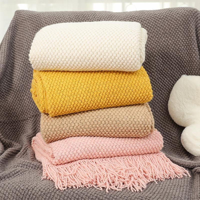 定制针织豆豆床尾毯秋冬办公室沙发午睡小盖毯子毛毯blanket定做