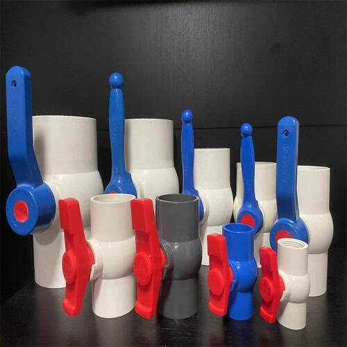 PVC球阀阀门开关 pvc内螺纹直插球阀 20 25 50 110塑料给水管阀门