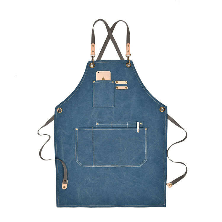 围裙印LOGO分腿开叉防污围裙 陶艺画画木工工作服牛仔布工作围裙