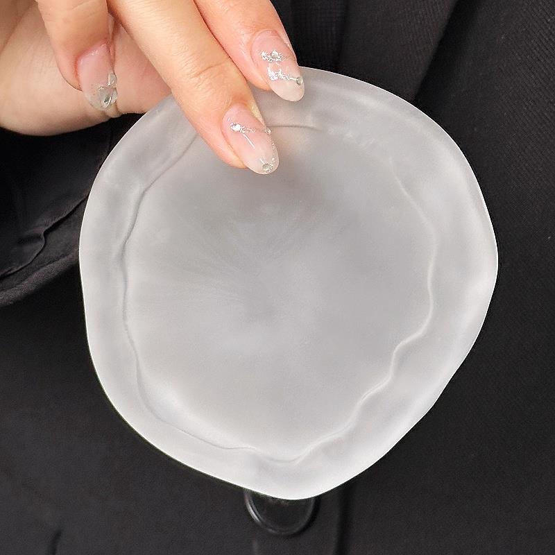 中古冰川磨砂杯垫创意加厚玻璃茶托 托隔热垫茶具配件小碟子盘子