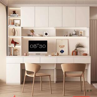 定制ENF级书桌柜书架一体靠墙实木学生家用卧室书房电脑桌学习桌
