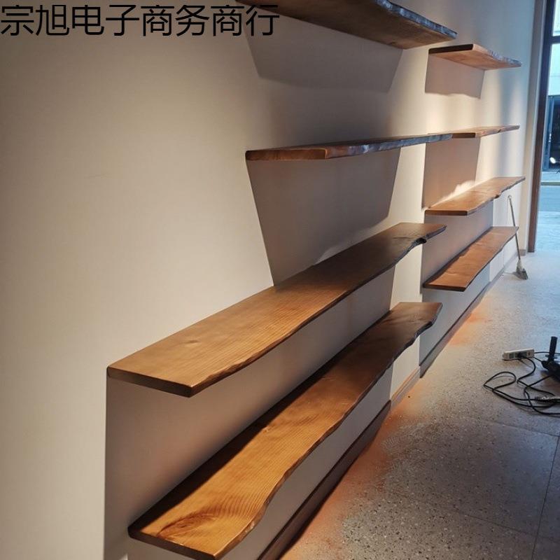 墙上置物架实木墙面悬空壁挂书架隔板货架收纳层板木板展示架