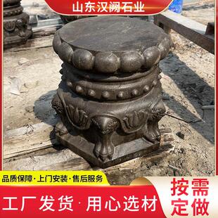 花岗岩带鼓钉荔枝面石雕八宝图八角形柱基石柱础寺庙宗祠石柱脚
