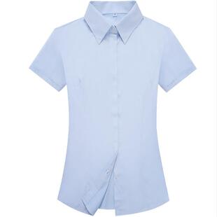 高档建行工作服款衬新衫长袖中国女银行制服工装建行行服蓝色衬衣