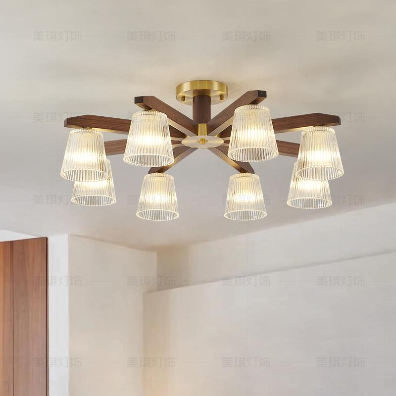 客厅吸顶灯184灯2025档年新款高超亮黑胡桃木卧室约新中式简餐厅