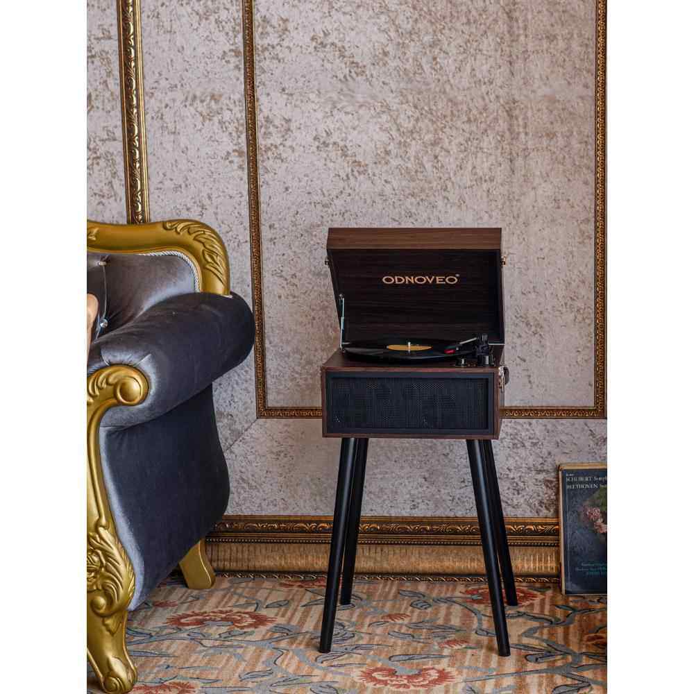 欧蒂诺LP覆古留声机一体式黑胶机蓝牙音响法式风装饰唱片机送礼