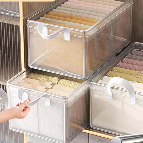 Large Capacity Transparent Foldable Layered Organizer Box fo