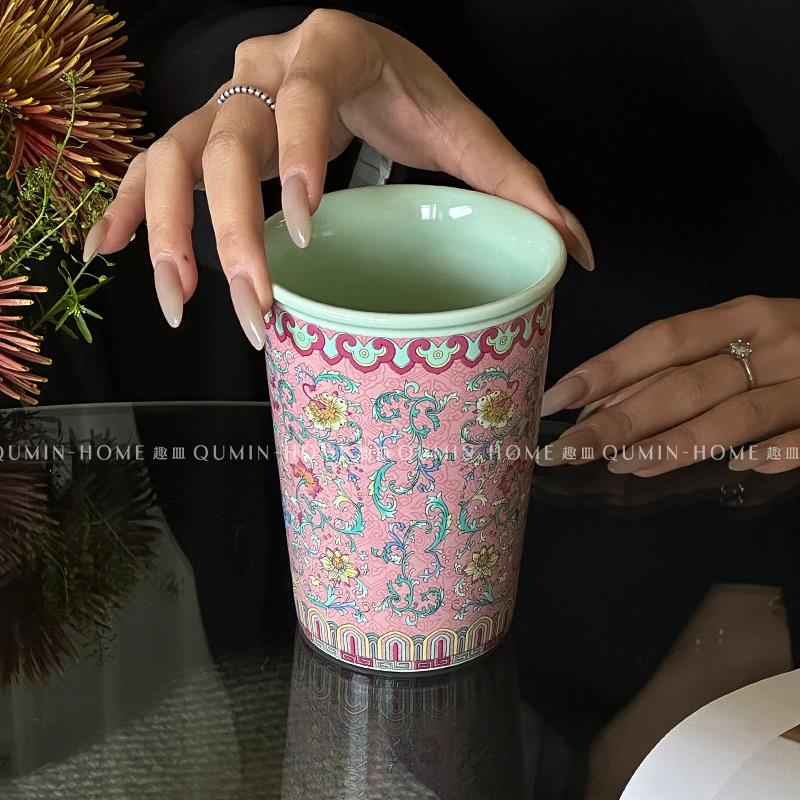 办公室陶瓷杯复古马克杯口杯手握杯水杯茶杯高颜值家用咖啡杯子