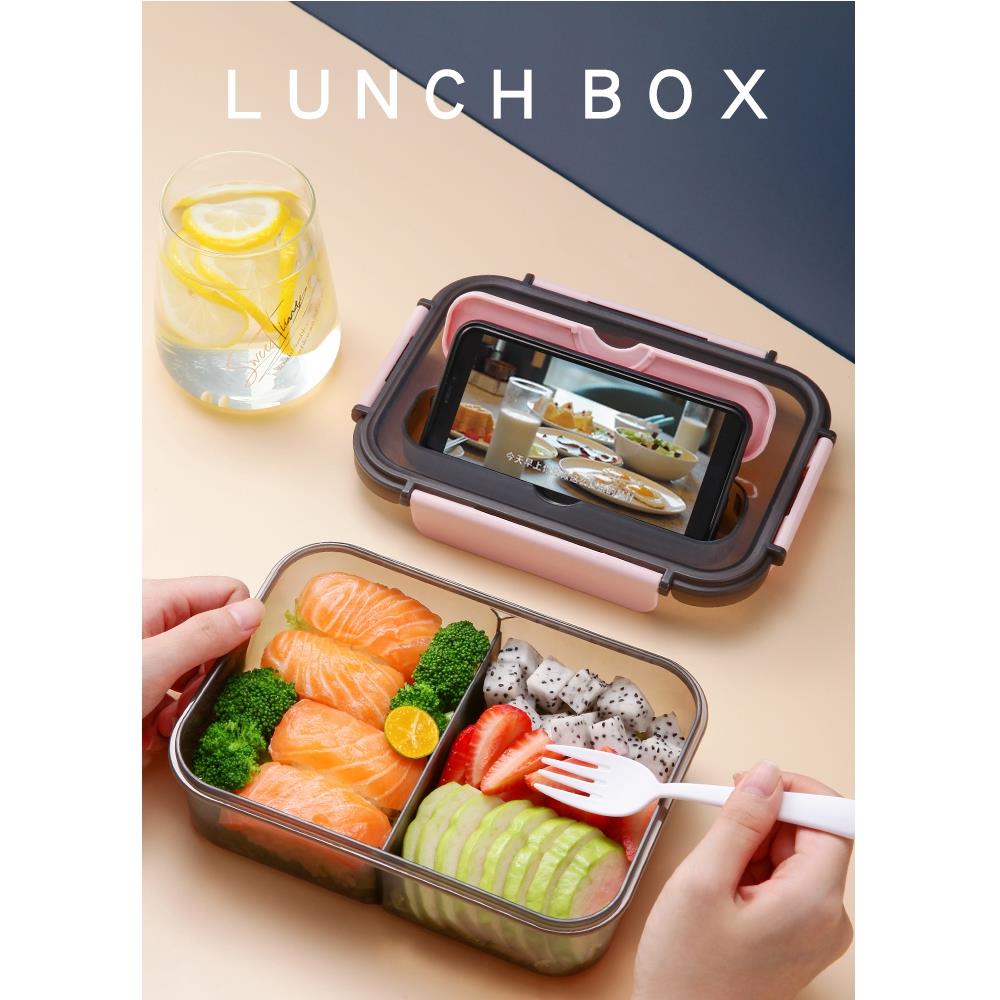 日式学生饭盒加厚PP塑料材质分格隔餐盒上班族便当盒可微波炉加热