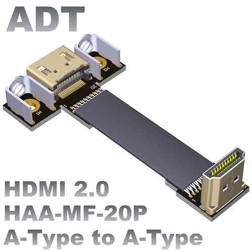 Adt Hdmi2.0男对女内置延线支持2K/144Hz 4K/60Hz肘形扁平电缆
