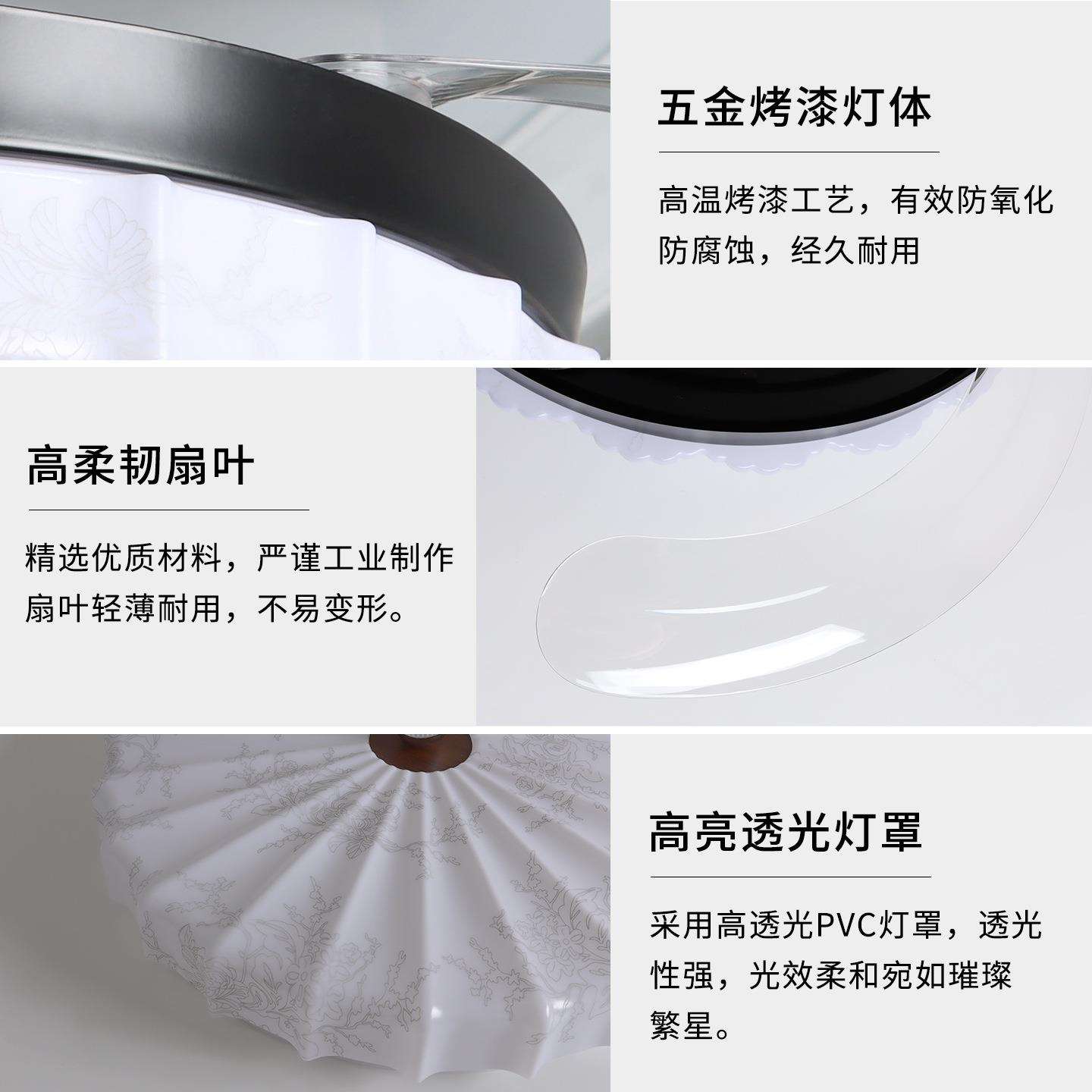 隐形风扇灯2025新款吊扇灯客厅餐厅吊灯卧室带电风扇超薄中山灯具