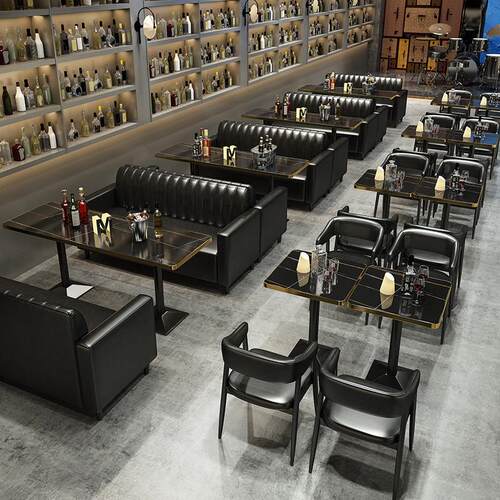 咖啡厅酒清吧桌椅组合西餐烧烤奶茶店甜品店沙发覆古休闲 餐饮卡