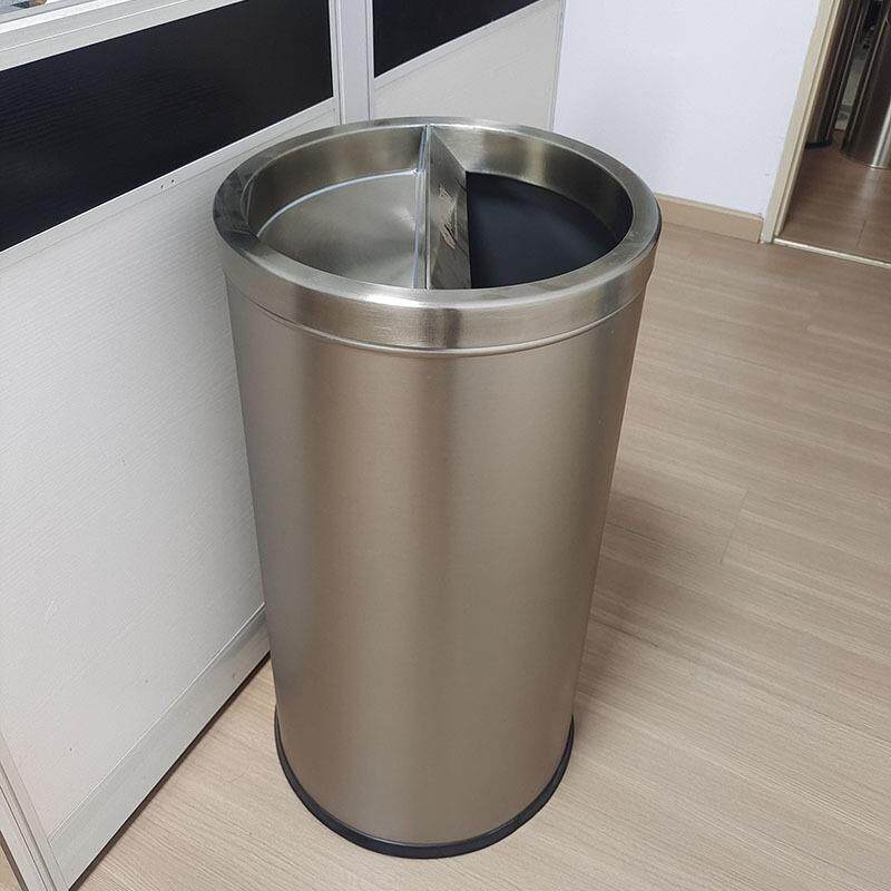不锈钢垃圾桶酒店大堂立式翻盖圆形座地果皮桶大号港式带内桶
