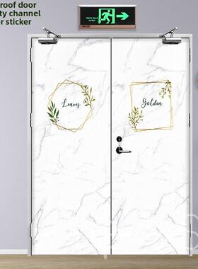 简约大理石防火门贴纸自粘消防门贴水井电井贴画包邮安全通道门贴